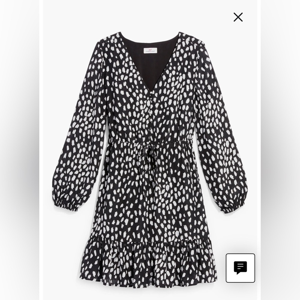 EUC Vineyard Vines Wild Spotted Tie Waist Long Sleeve Dress | Women’s Size Small